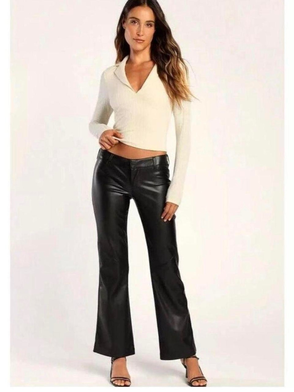We The Free Black Faux Leather Boot Cut Pants